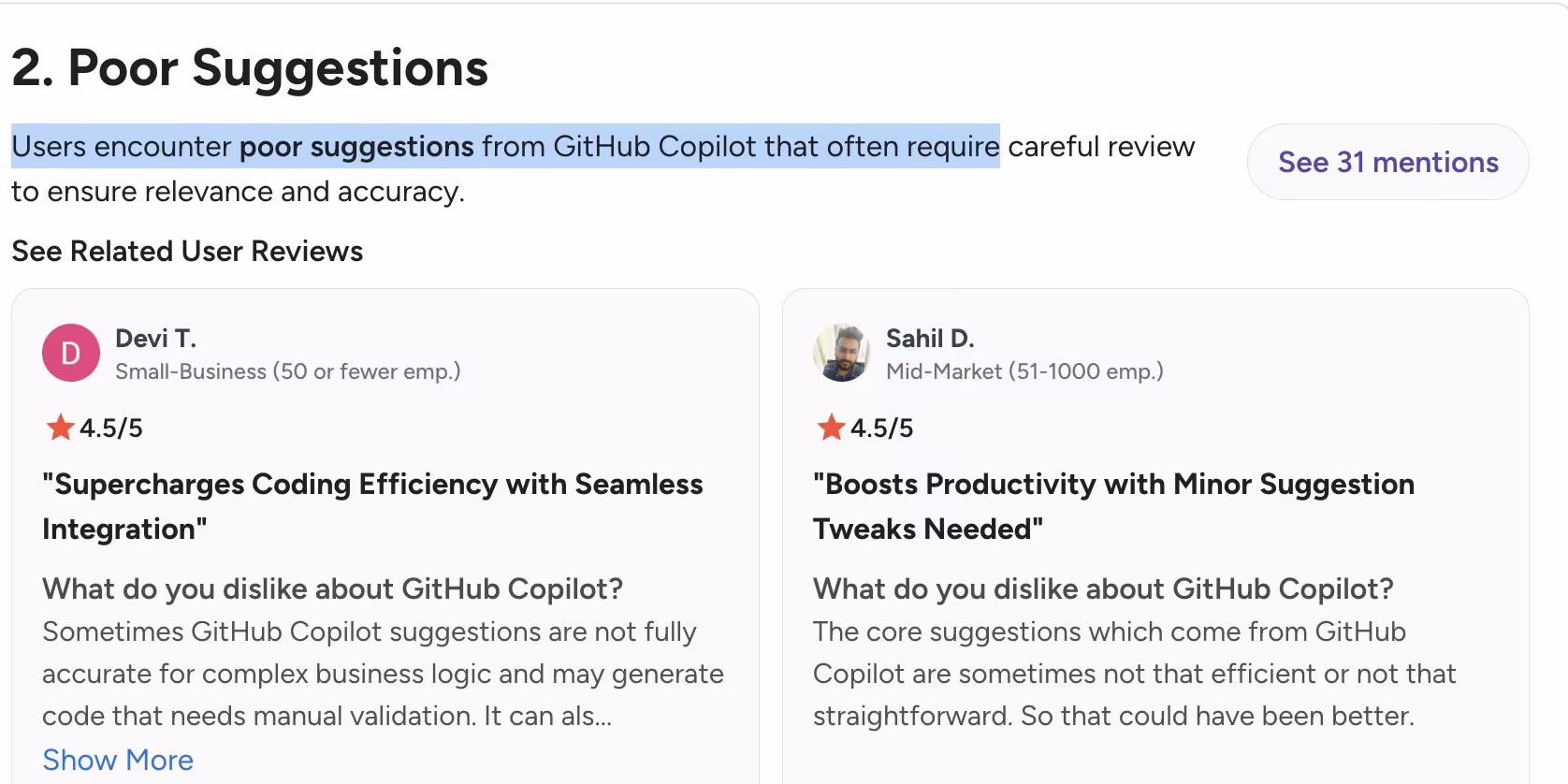 github copilot review on g2 by devi and sahil