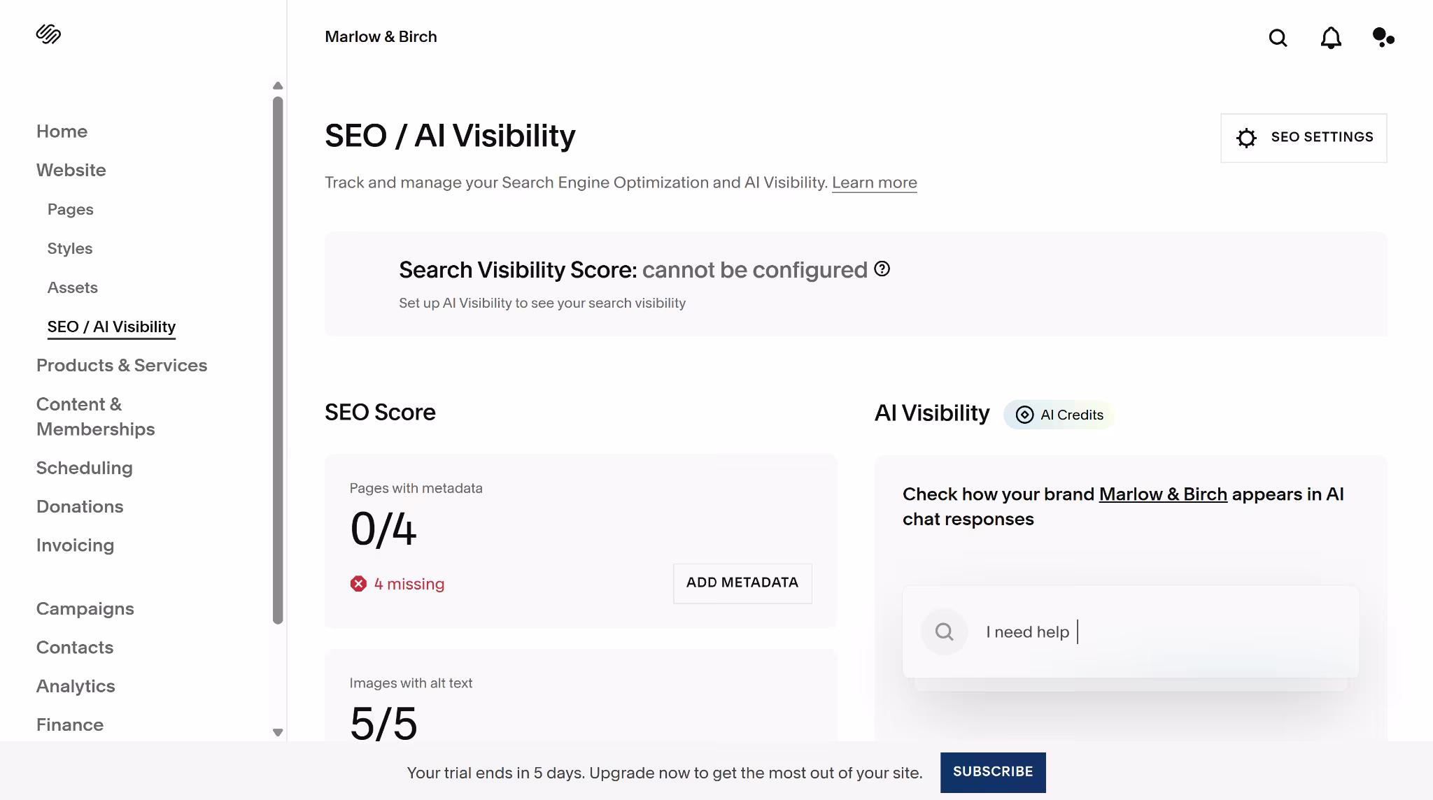 squarespace seo dashboard