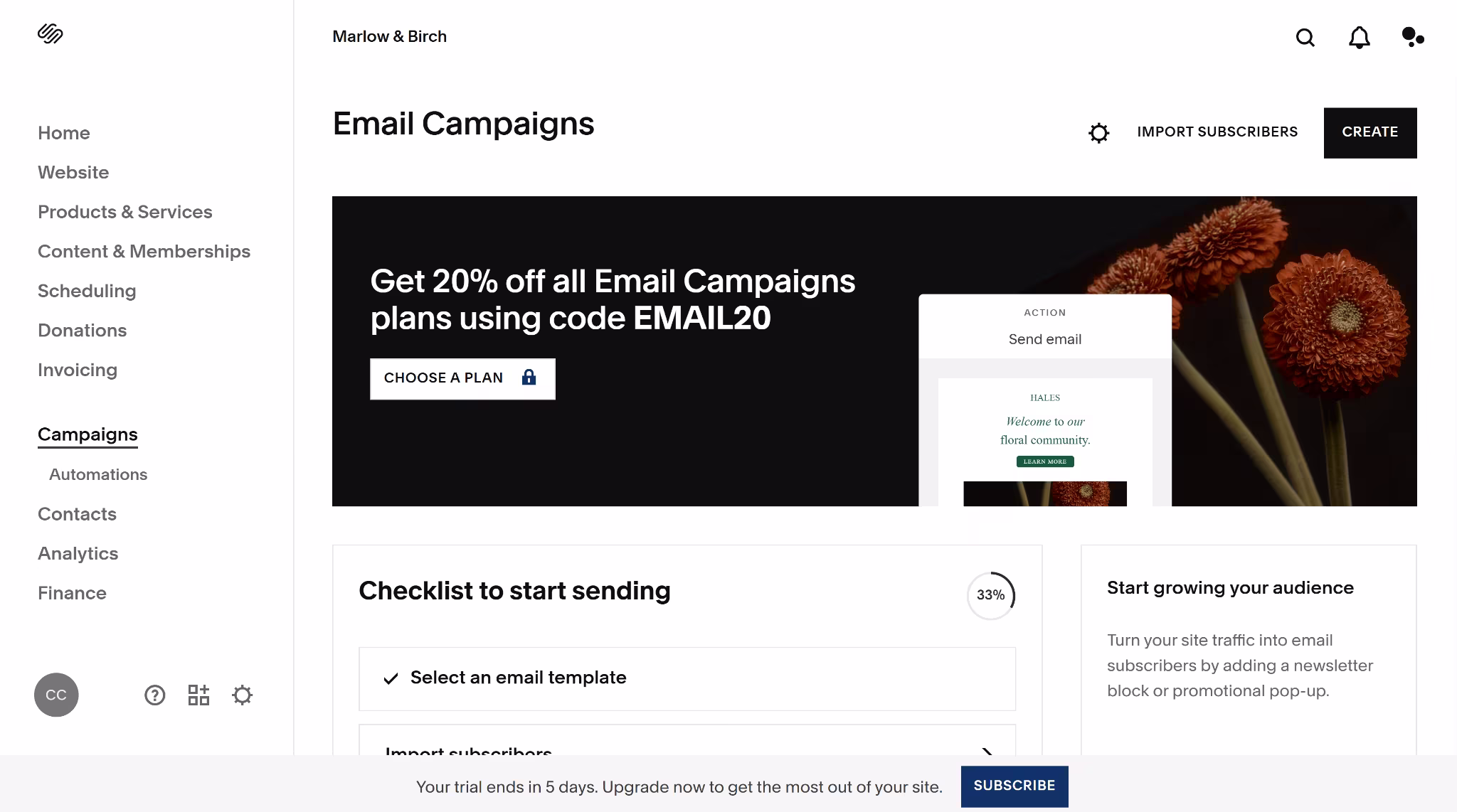 squarespace marketing features