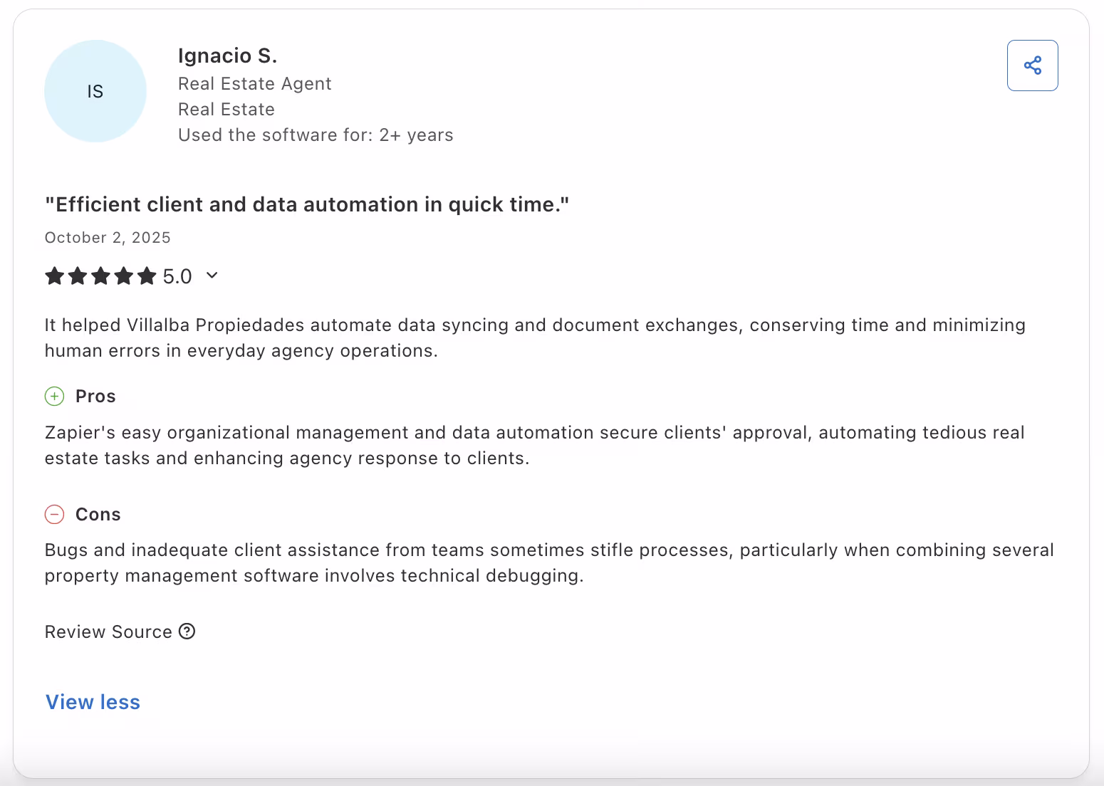 zapier user review ignacio