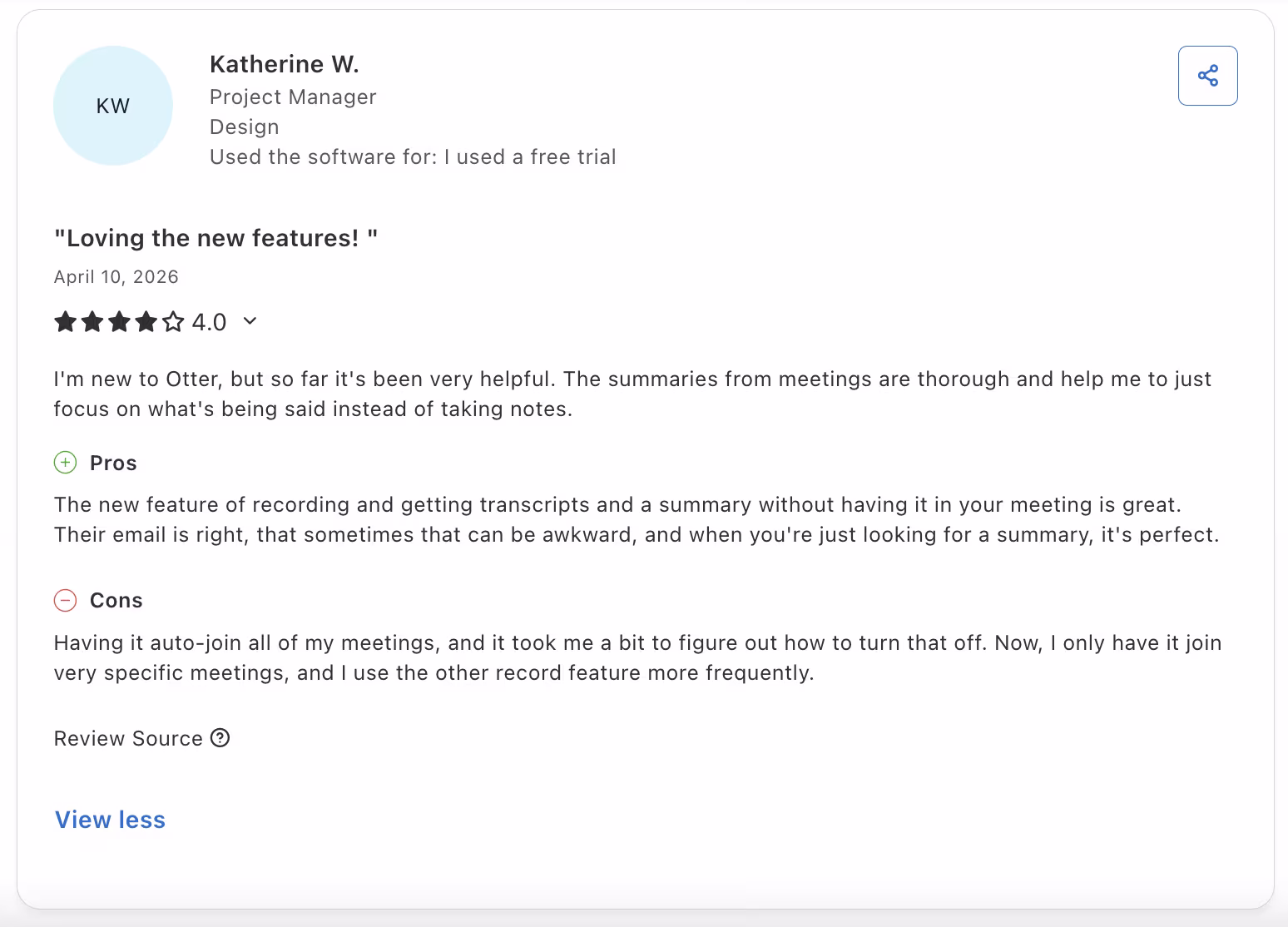 otterai user review on capterra