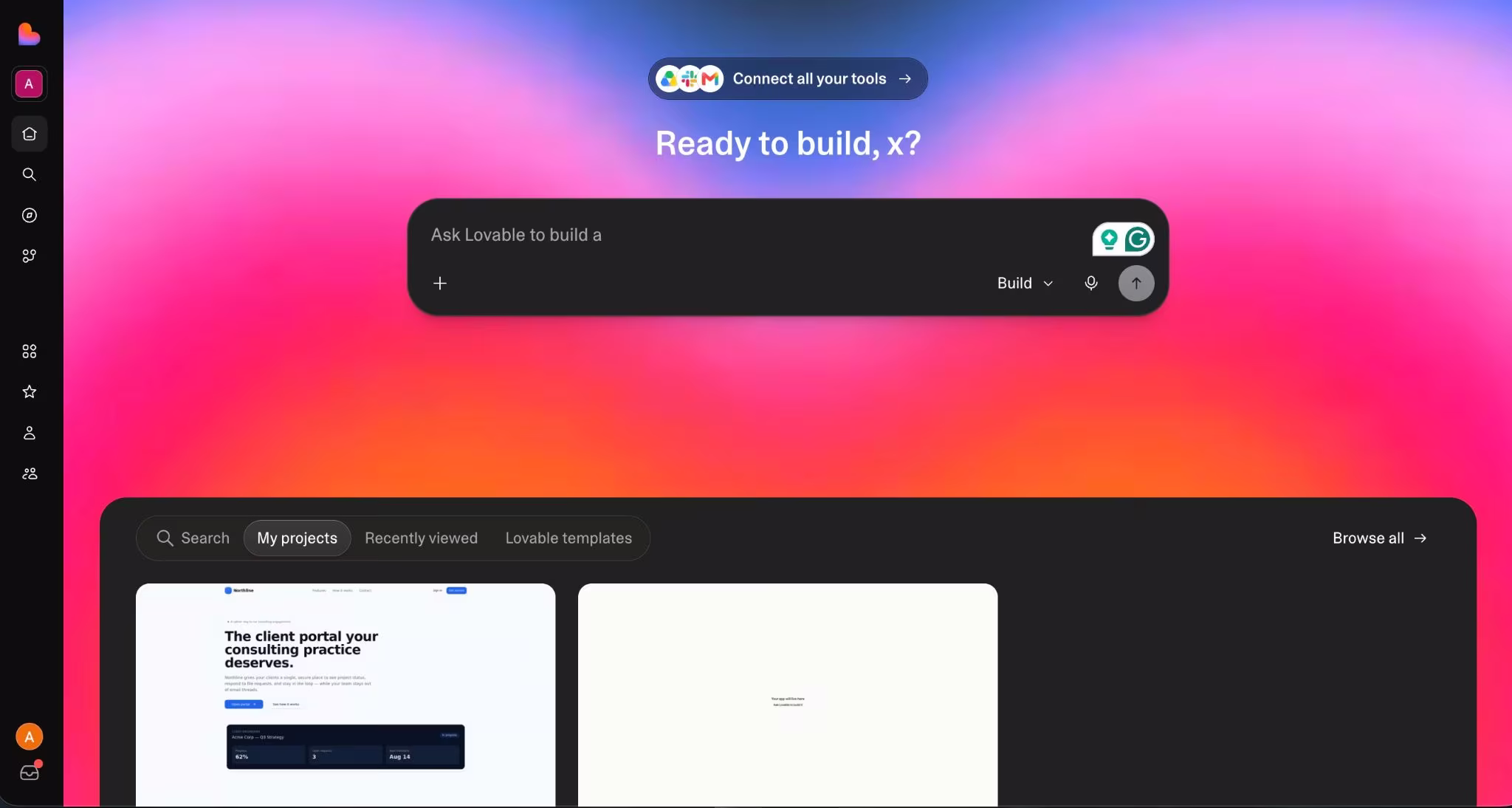 Lovable AI app builder interface.
