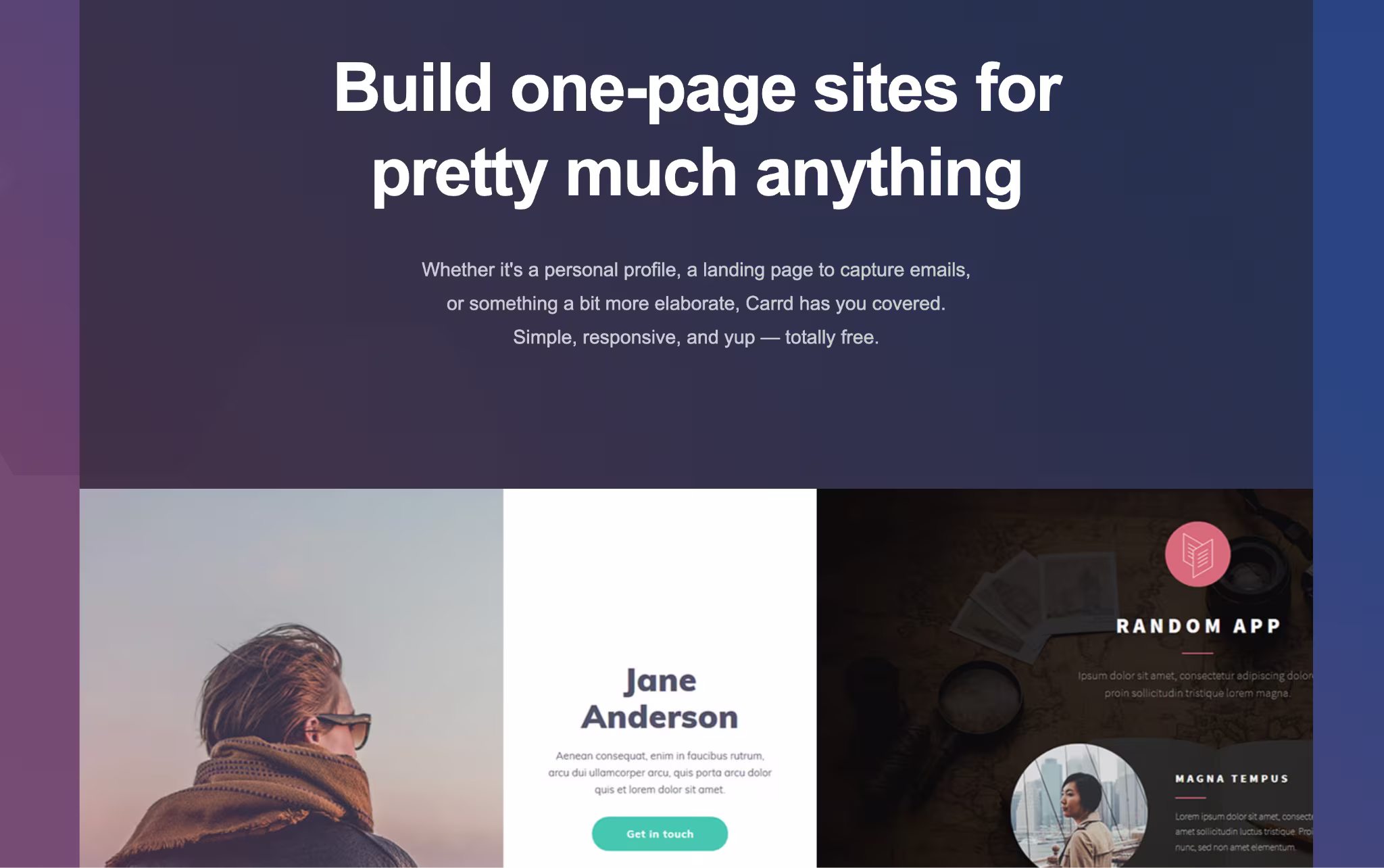 carrd best for a fast no cost single page site
