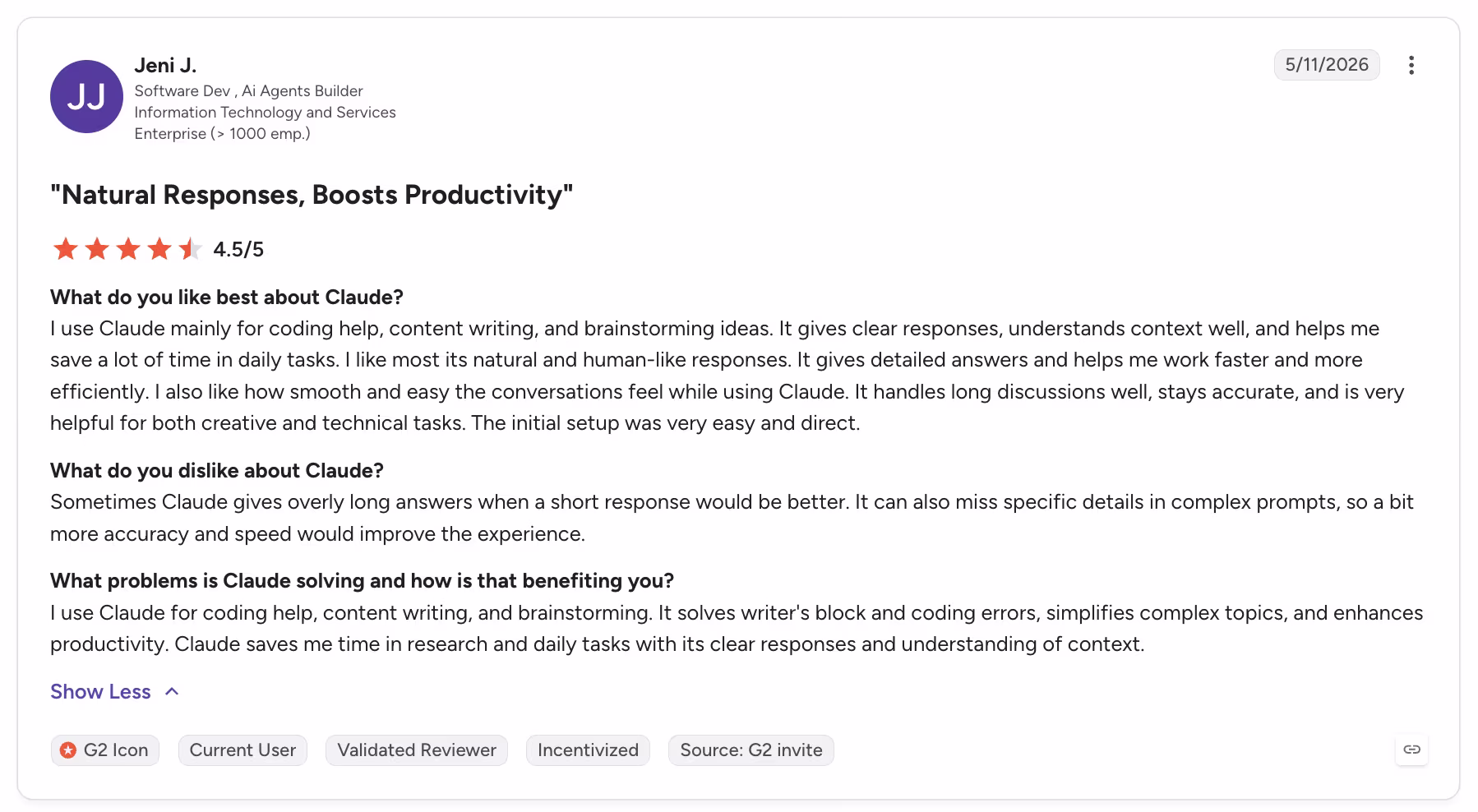 claude user review jeni