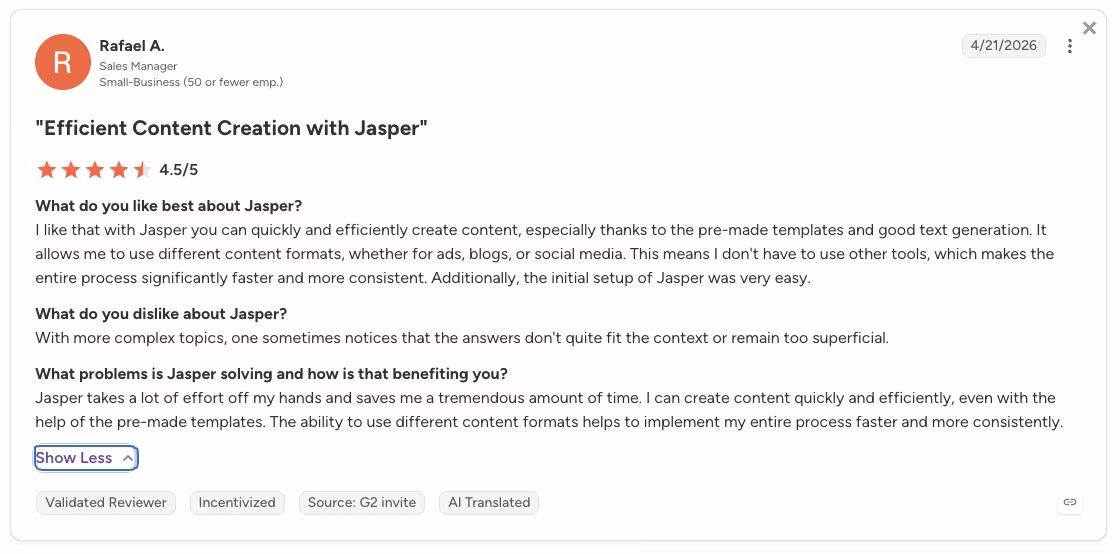 jasper user review rafael
