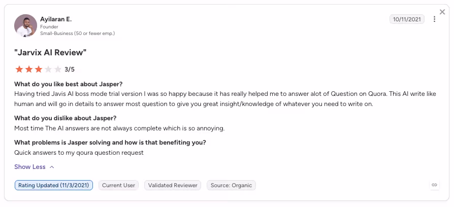 jasper user review ayilaran