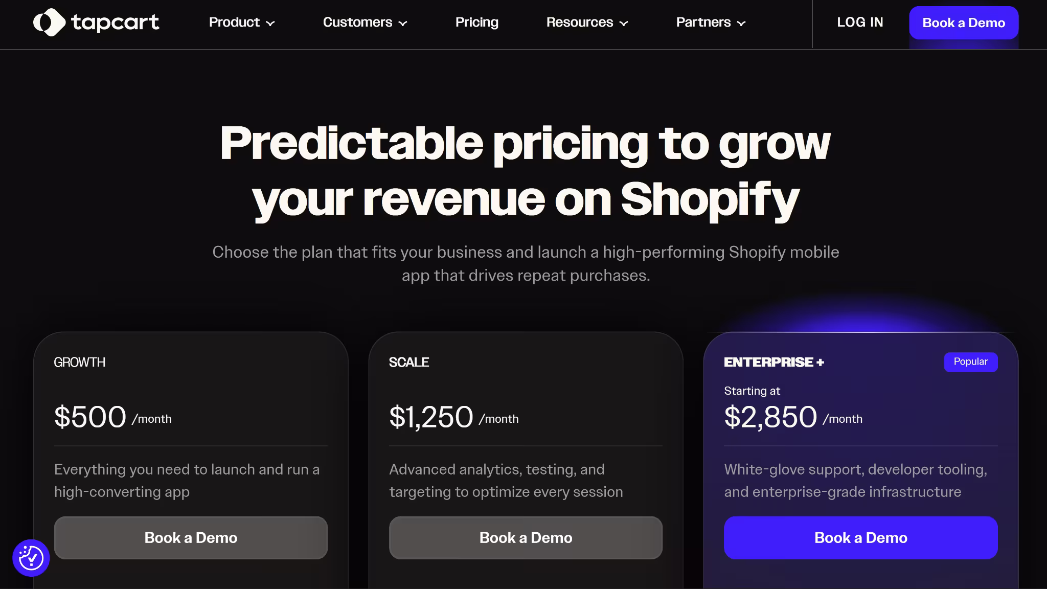 tapcart pricing page