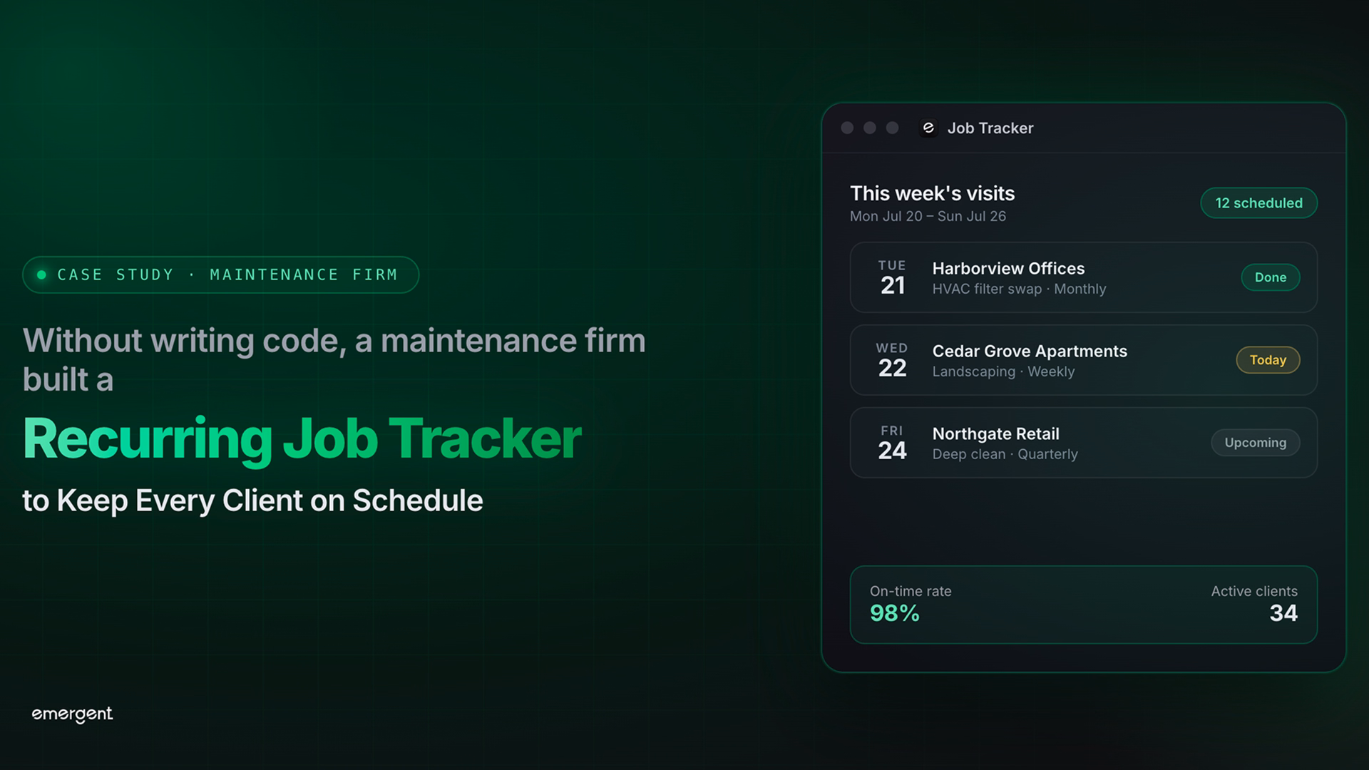 Maintenance Firm Built a Recurring Job Tracker for Their Clients