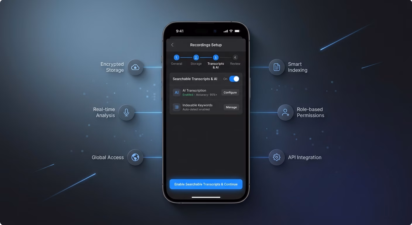 Recordings Save With Searchable Transcripts