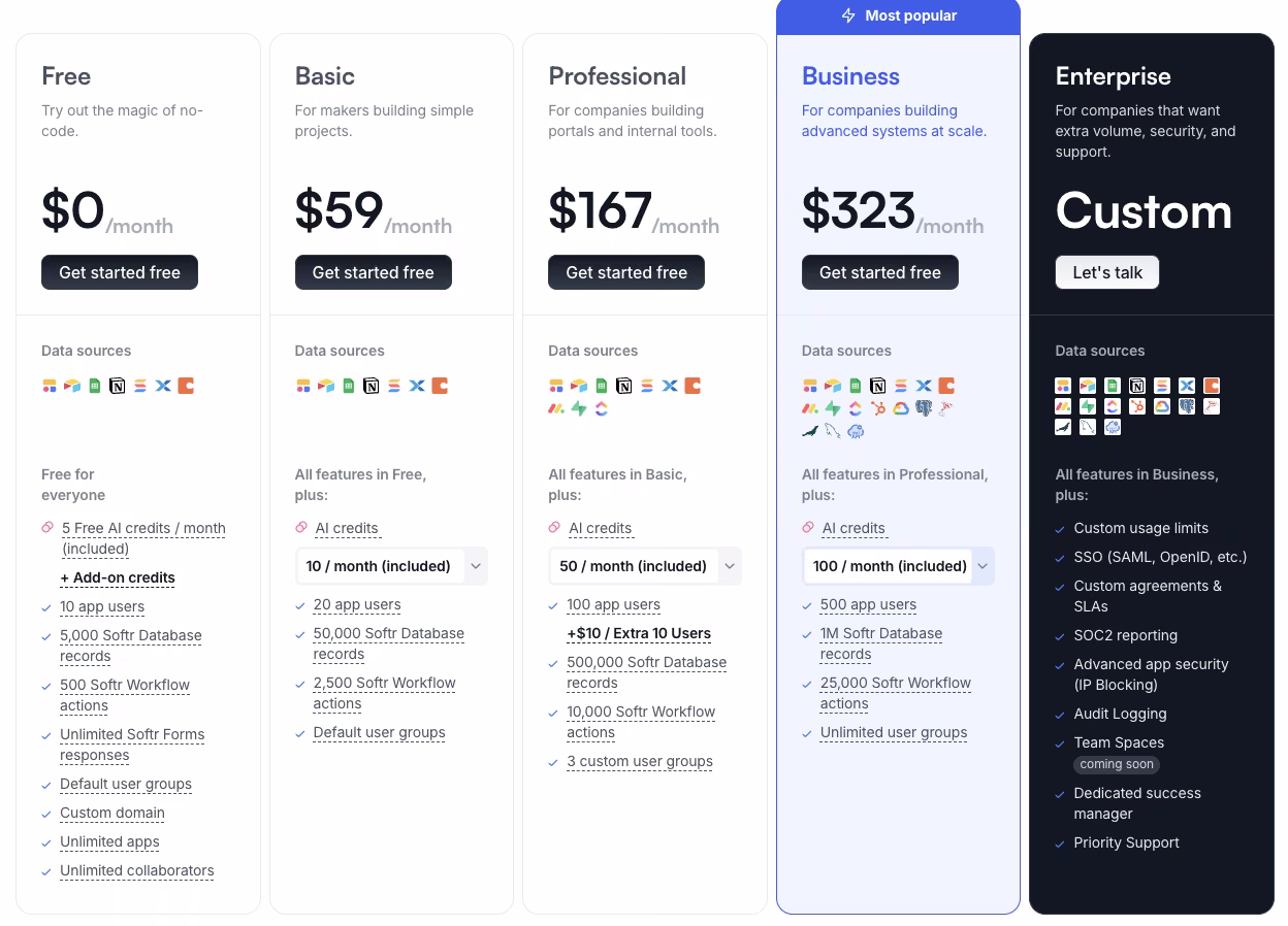 Softr - Pricing
