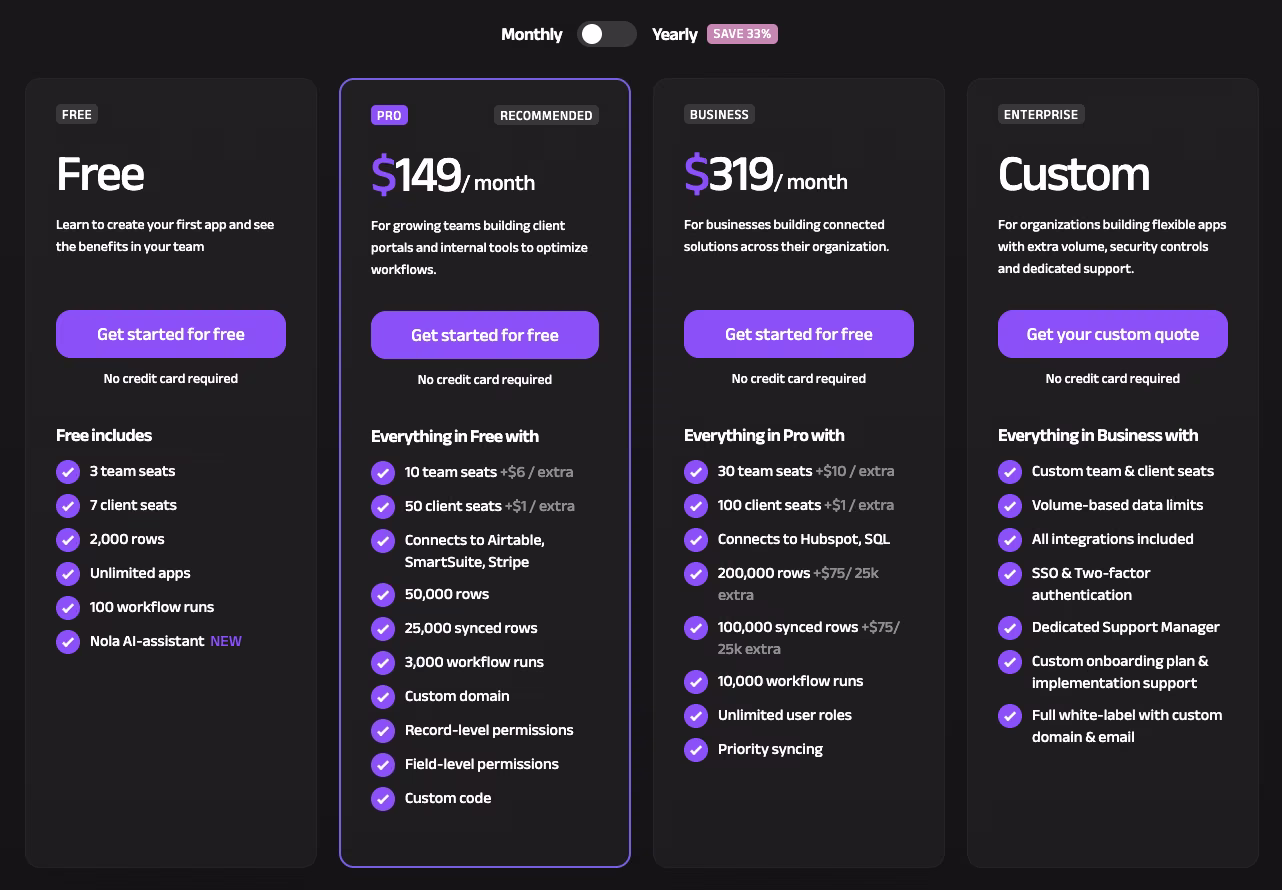 Noloco - Pricing