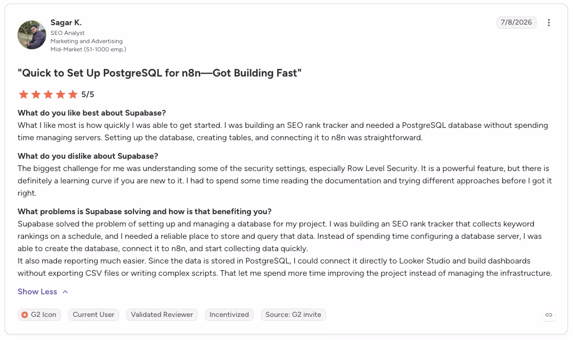 supabase user review sagar