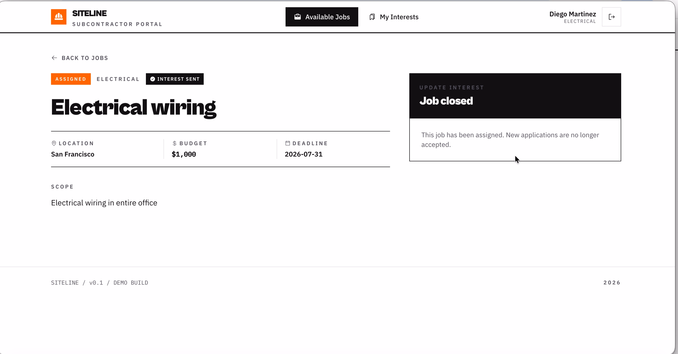 job closed dashboard