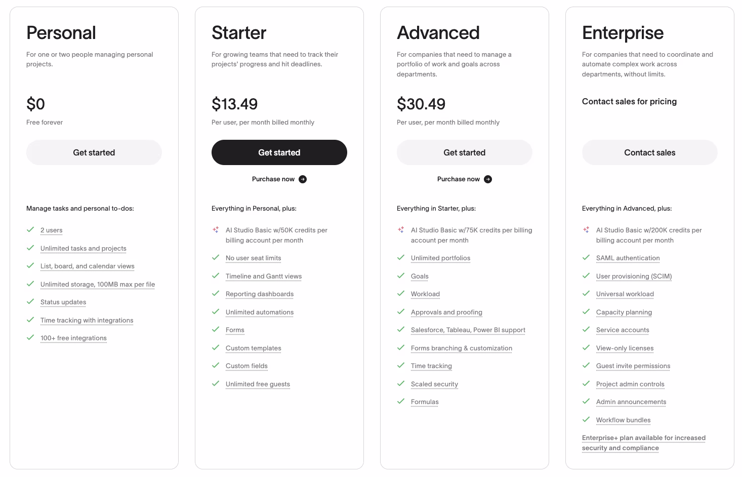 asana pricing