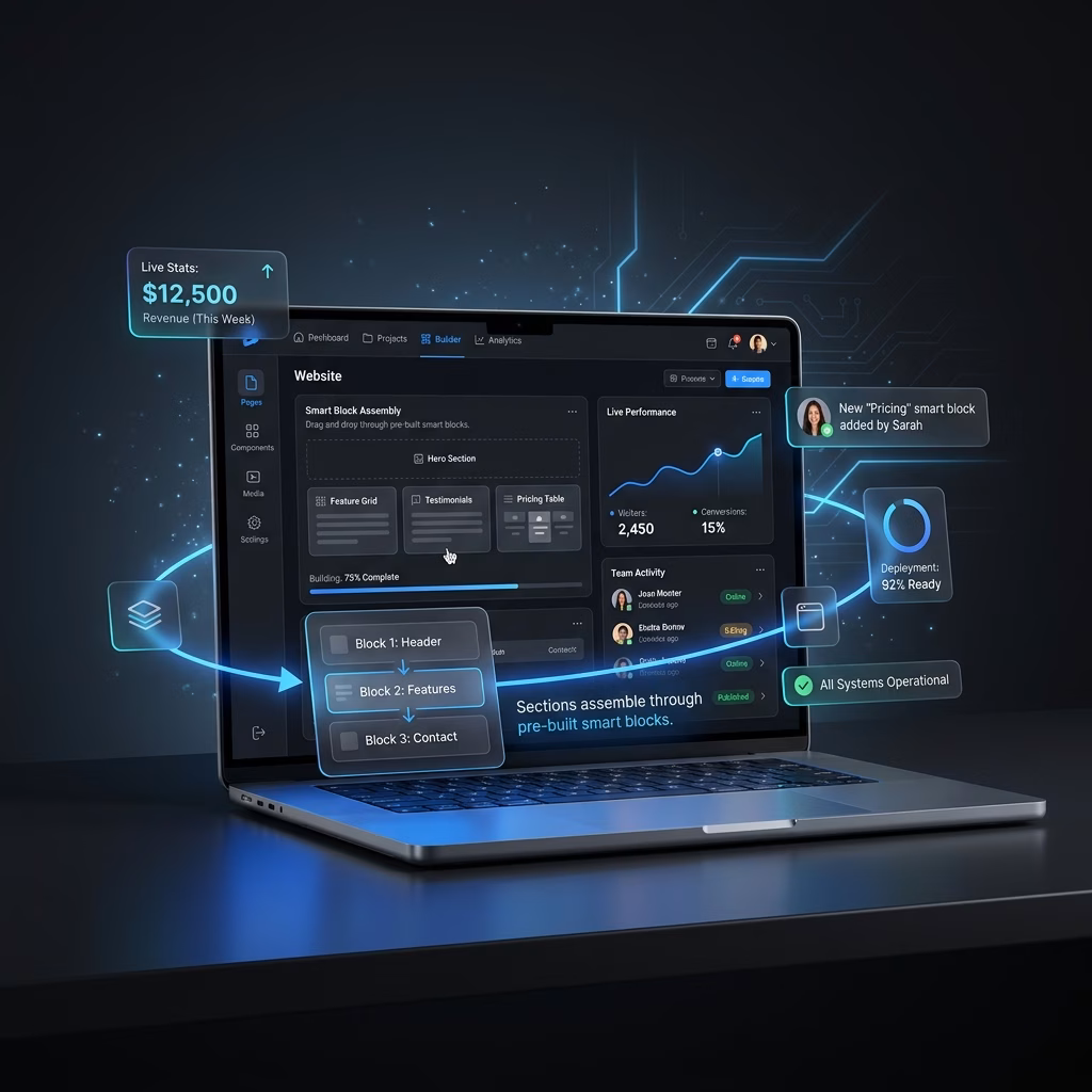 Sections Assemble Through Pre-built Smart Blocks