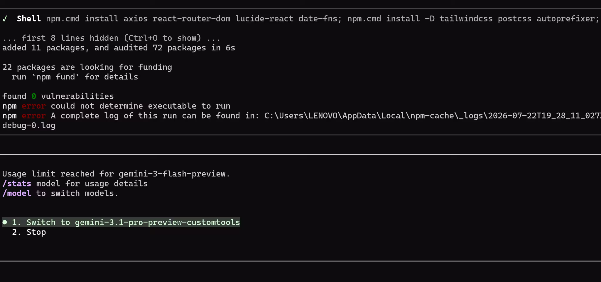 gemini cli model switching
