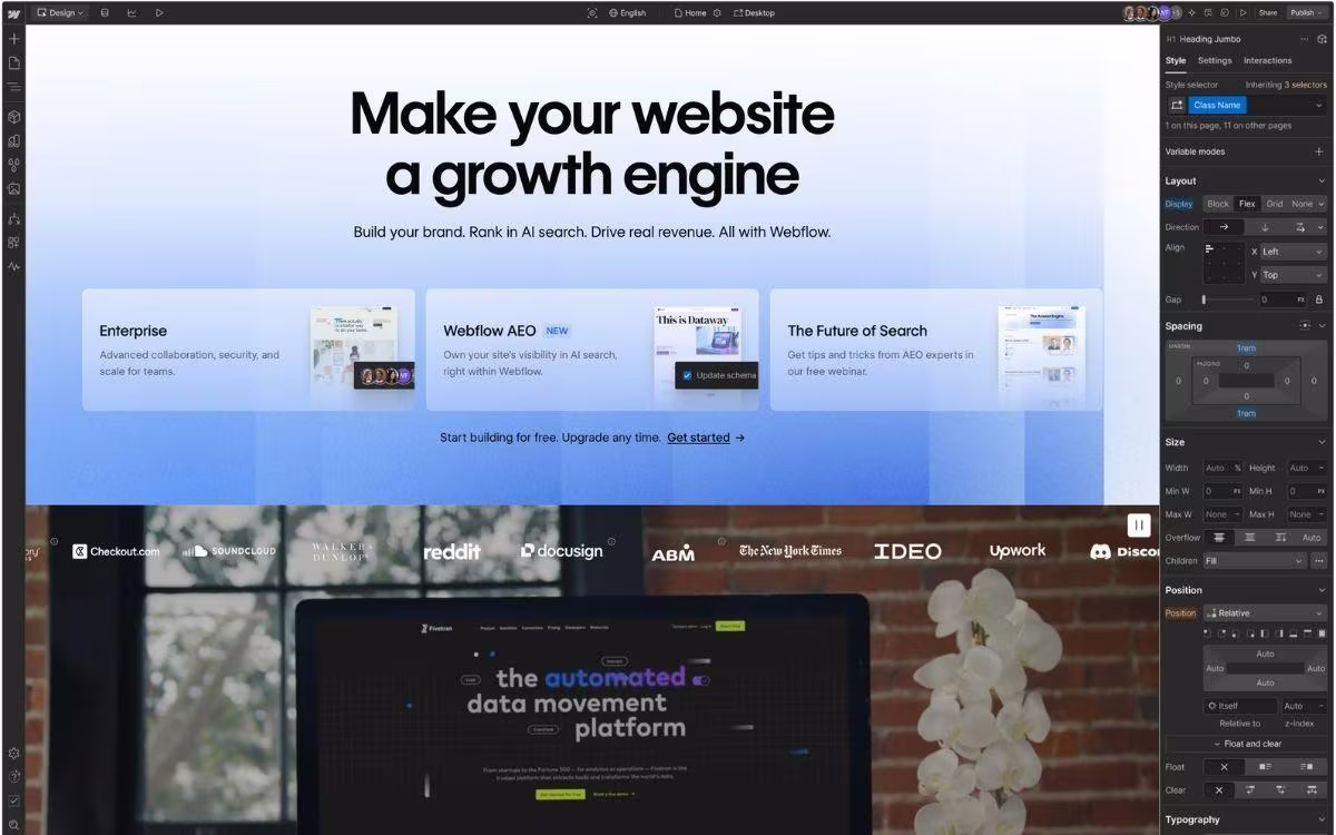 webflow design page