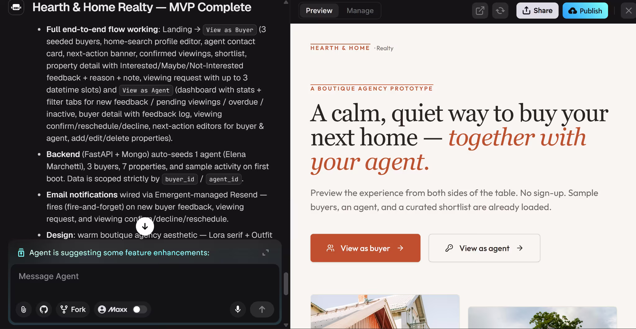 emergent summary for real estate app