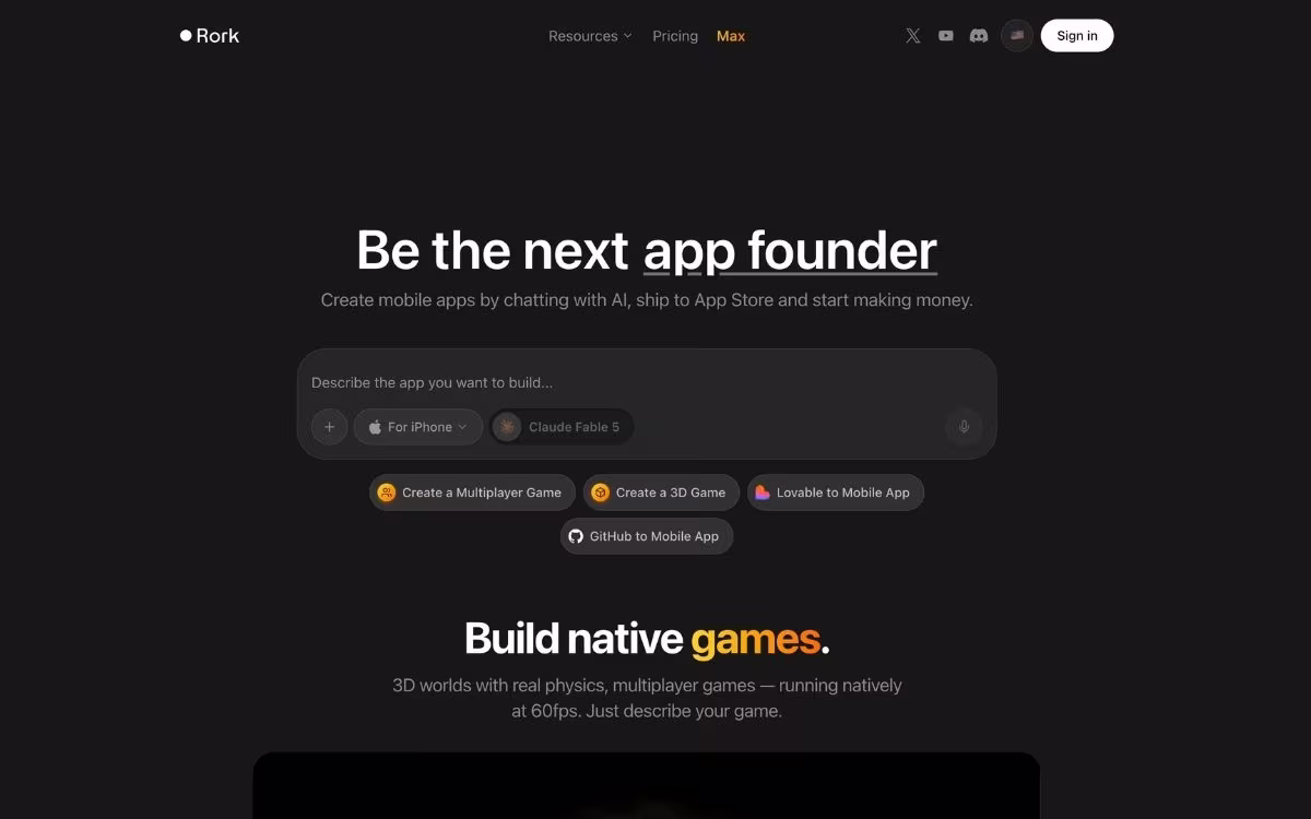 rork best for fast cross platform mvps and mobile games