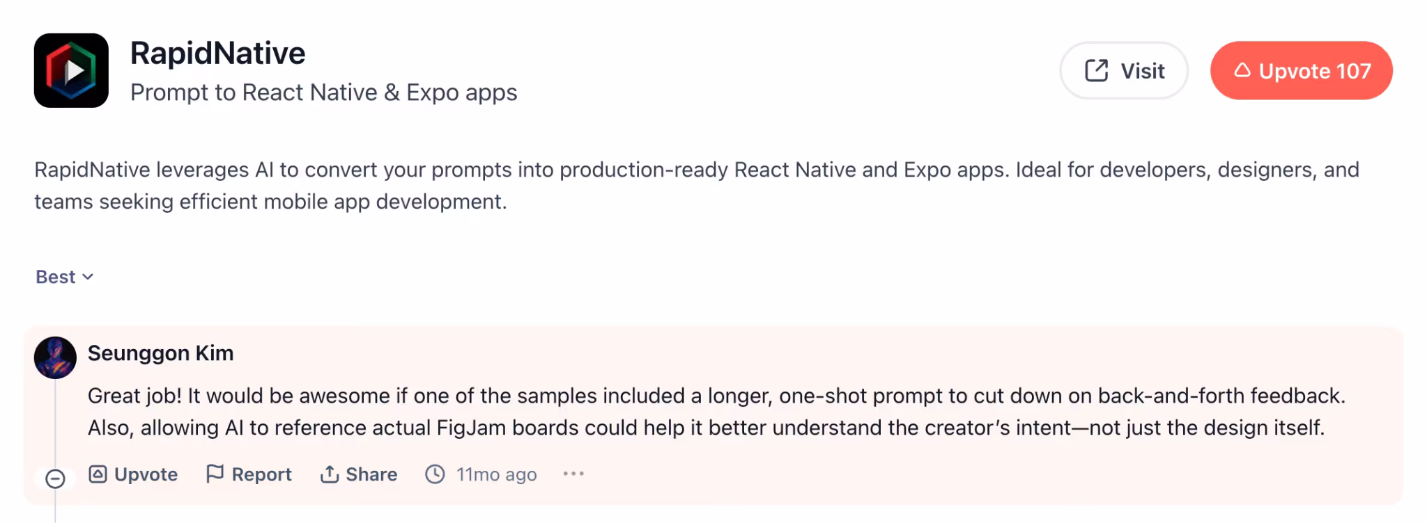 rapidnative user review seunggon