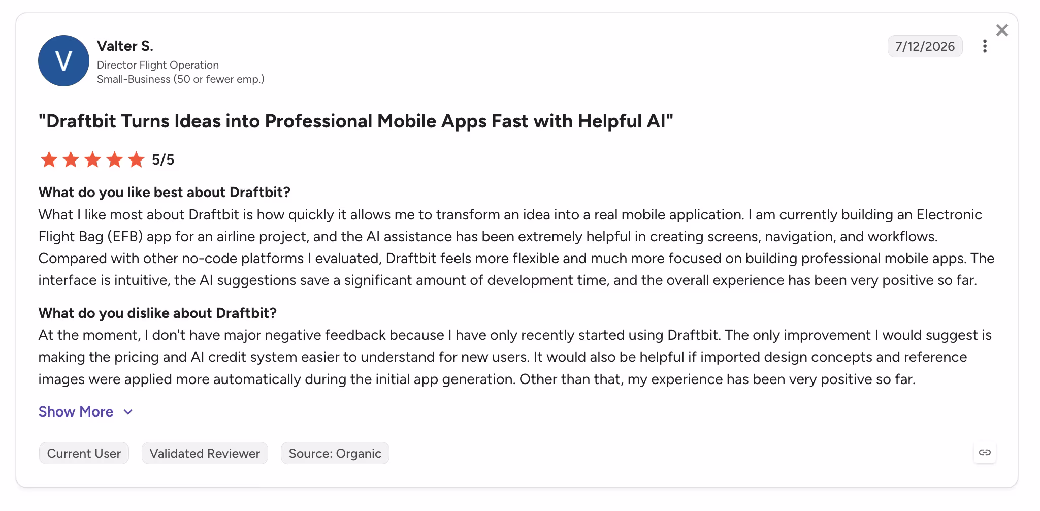 draftbit user review valter