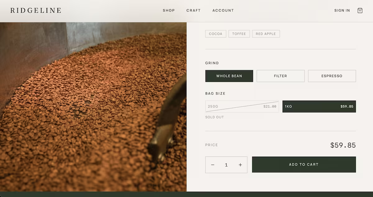 store cart landing page