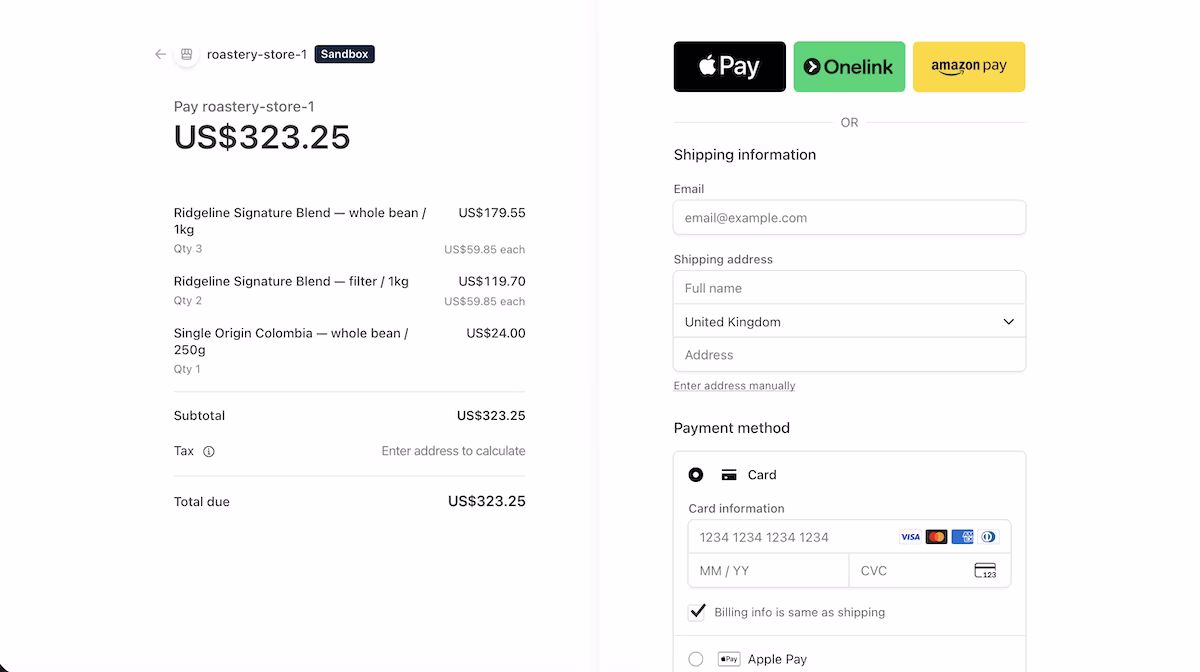 stripe payment page