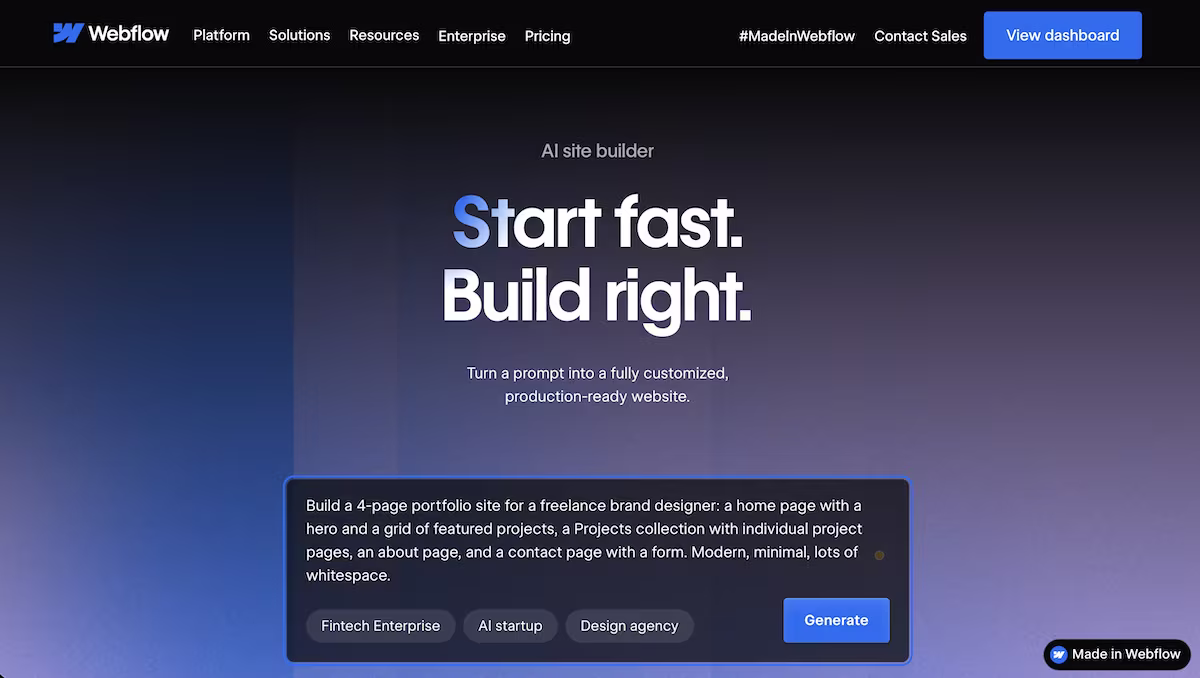webflow prompt