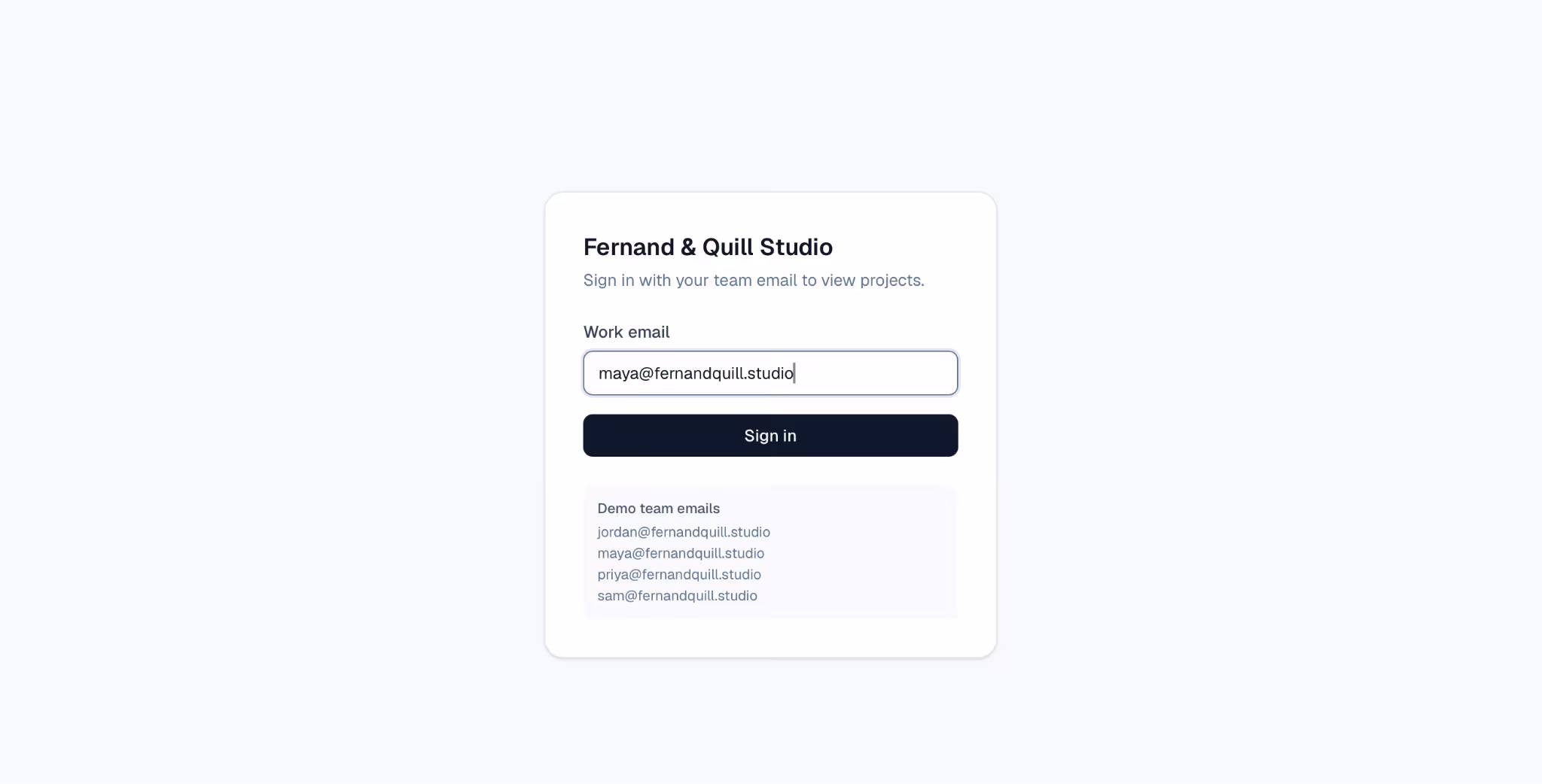 claude code built app sign in page