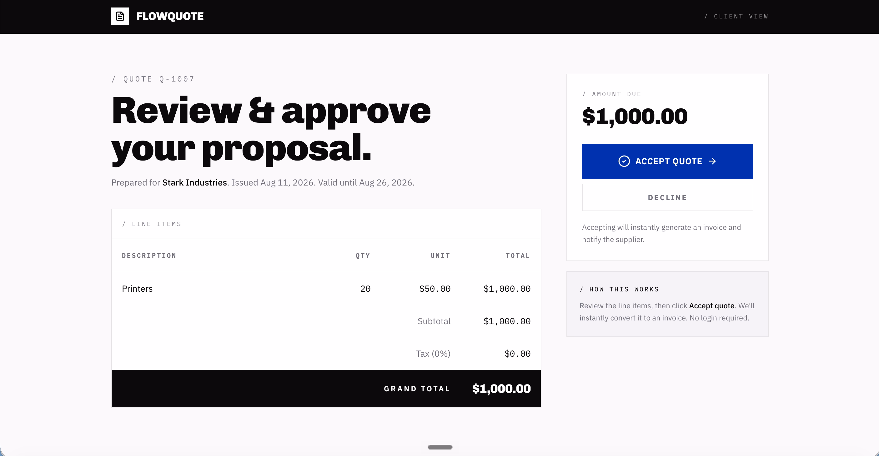 review and approve proposal
