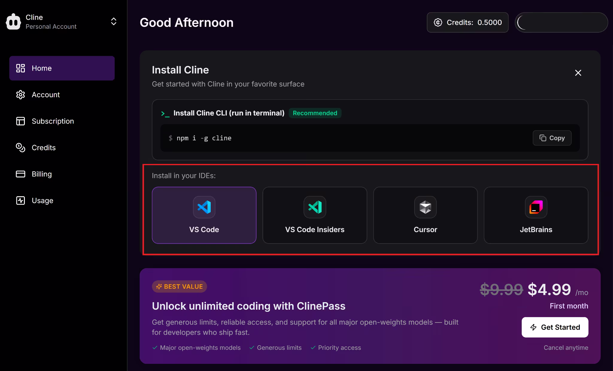 cline and cursor ide