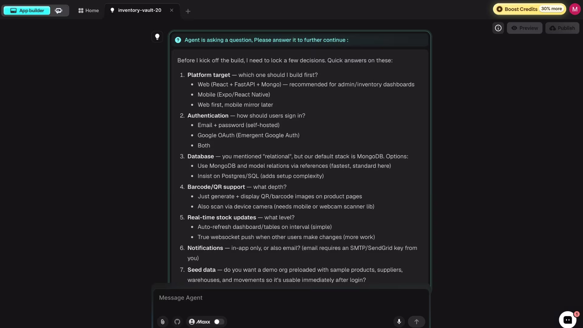 answer the setup questions