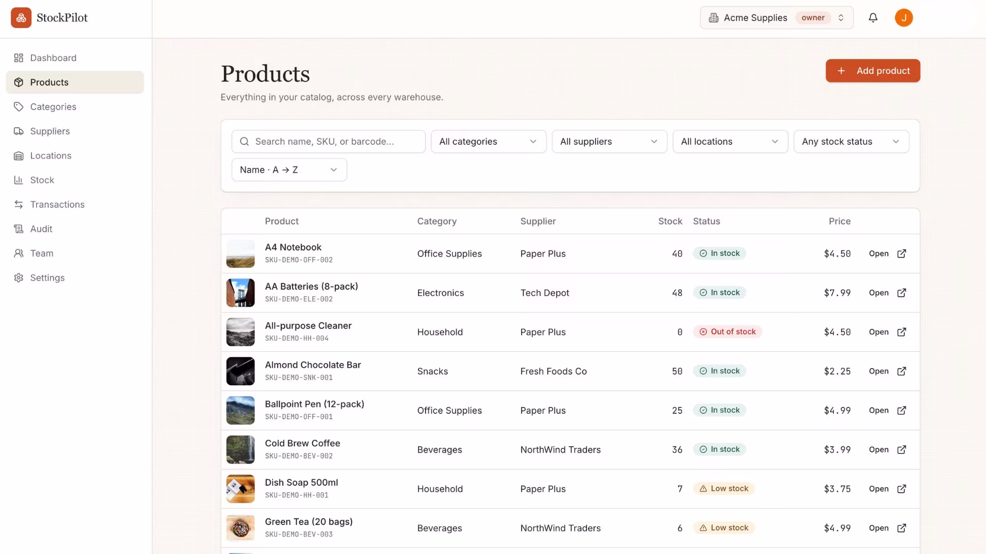 add products and record your first transactions