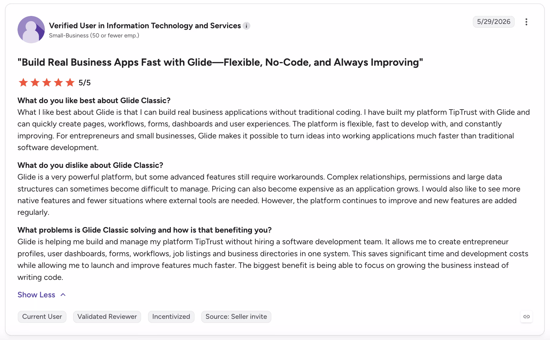 glide user review anonymous