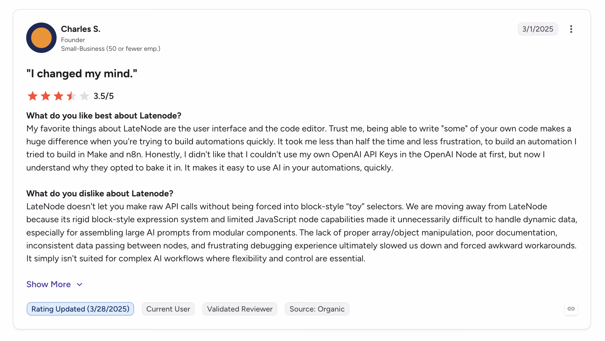 latenode user review charles