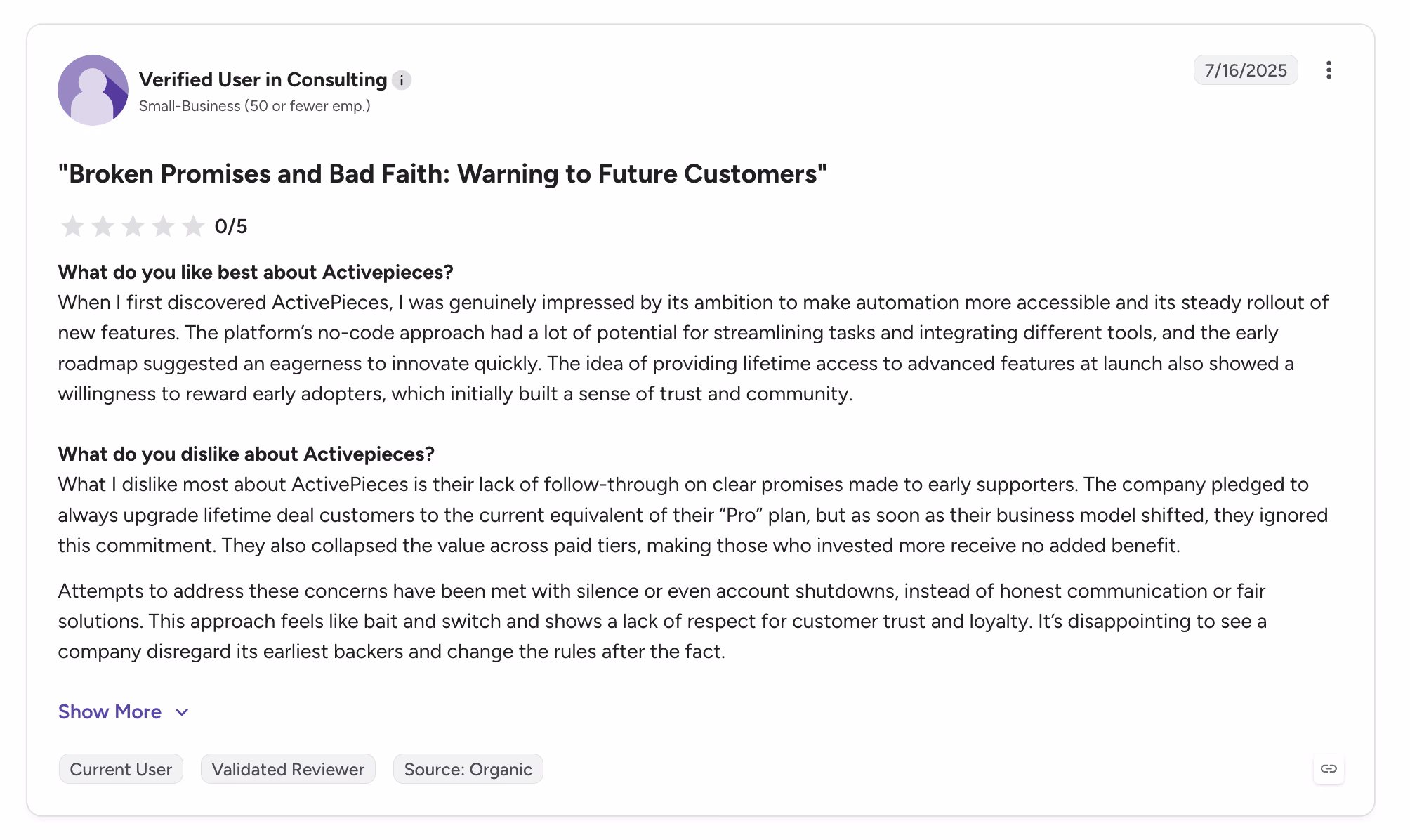 activepieces user review on g2