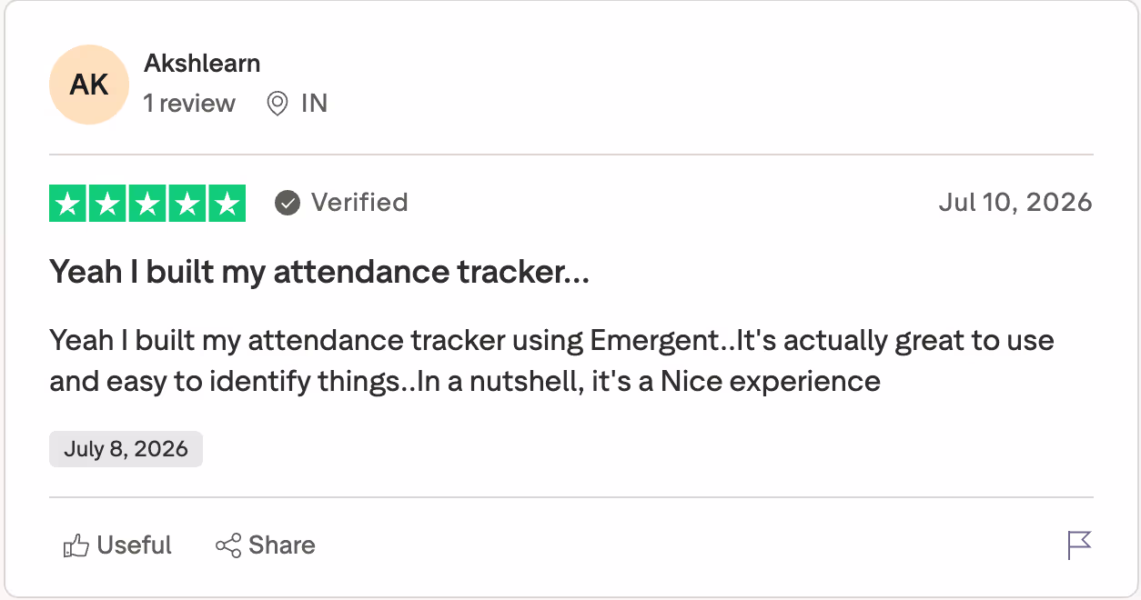 Akshlearn review of emergent on trustpilot