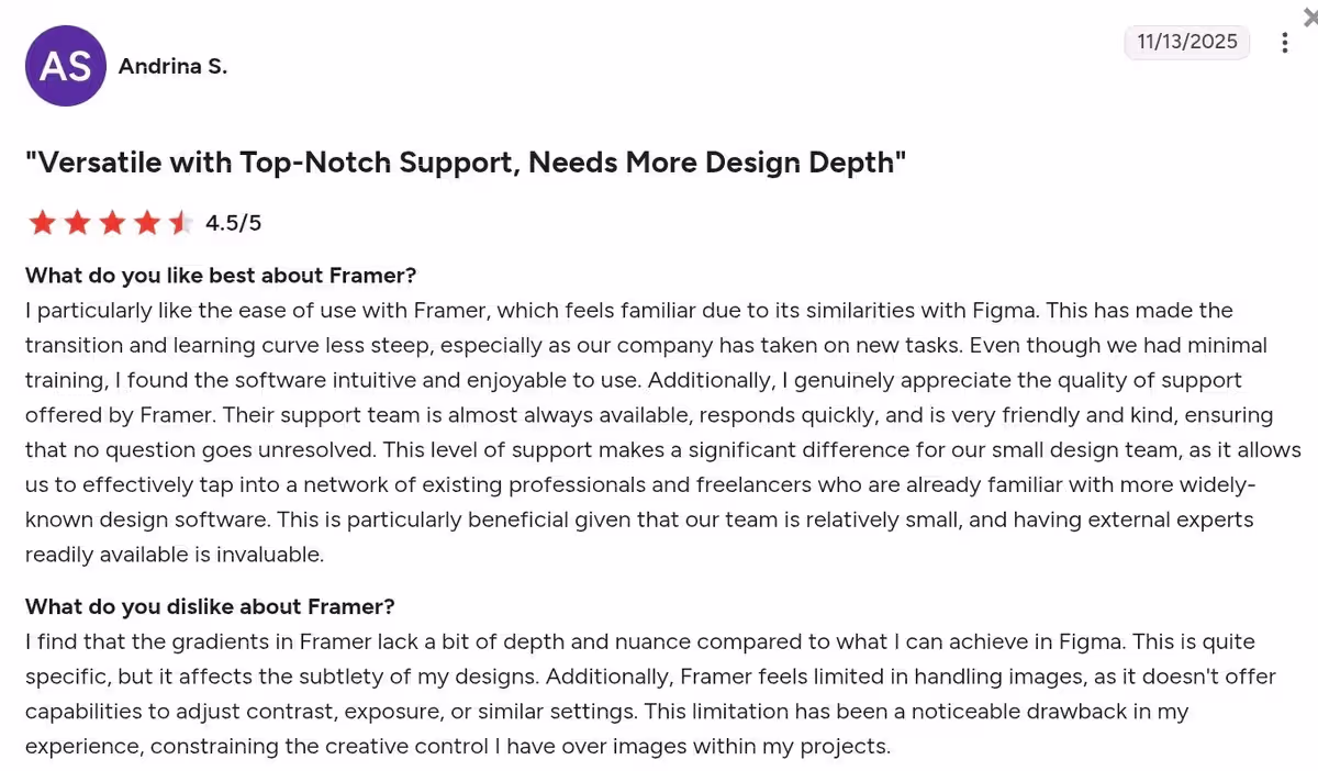 framer user review andrina s from g2