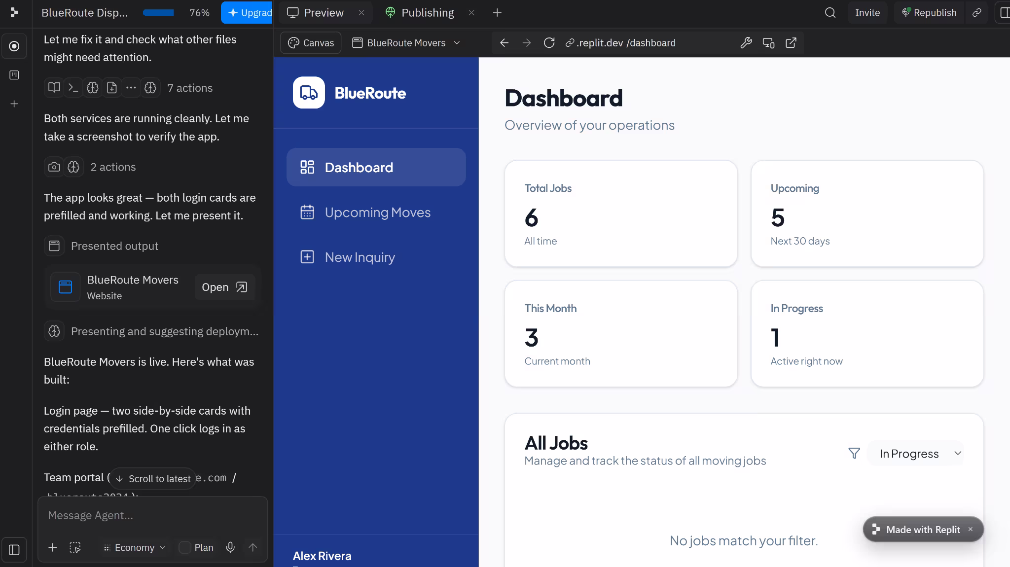 replit built dashboard