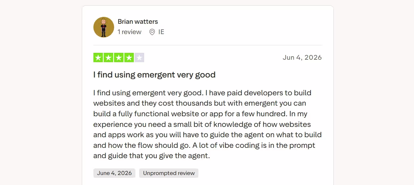 emergent trustpilot review brian watters