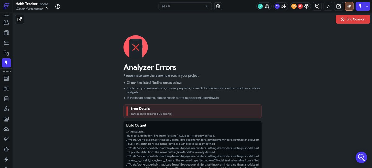 FutterFlow Errors