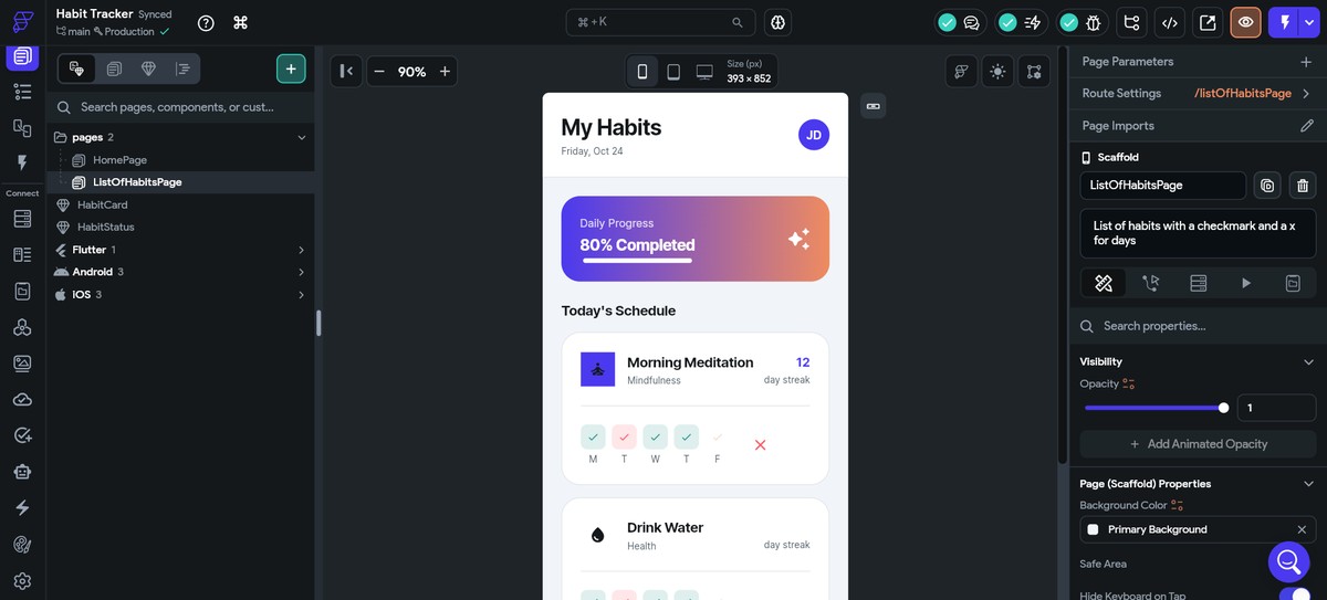 flutter flow habit tracker editor