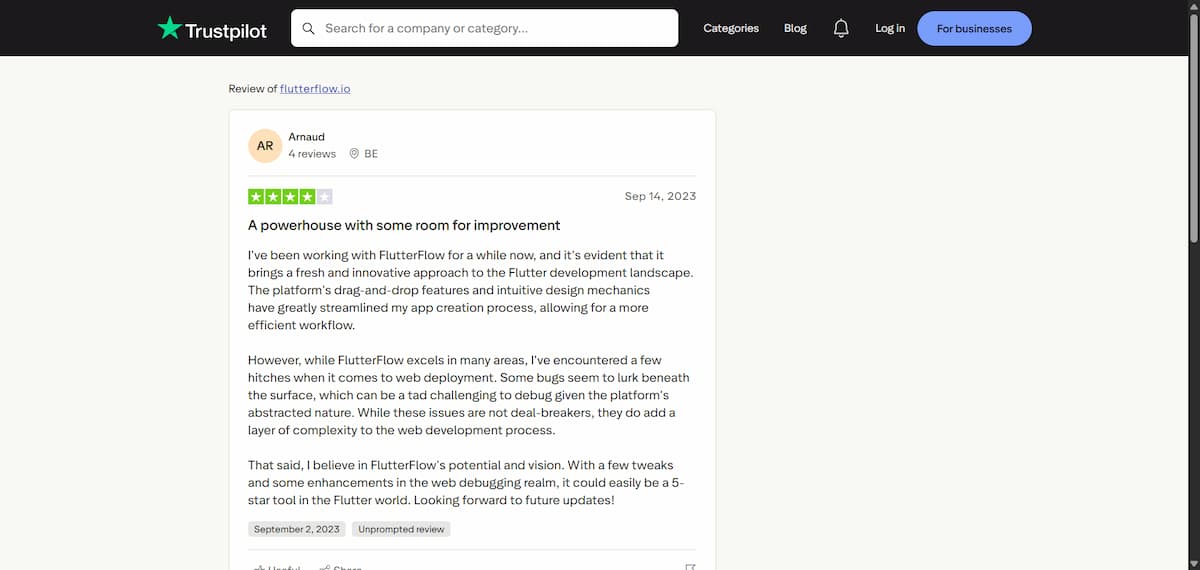 flutterflow reviews arnad review on trustpilot