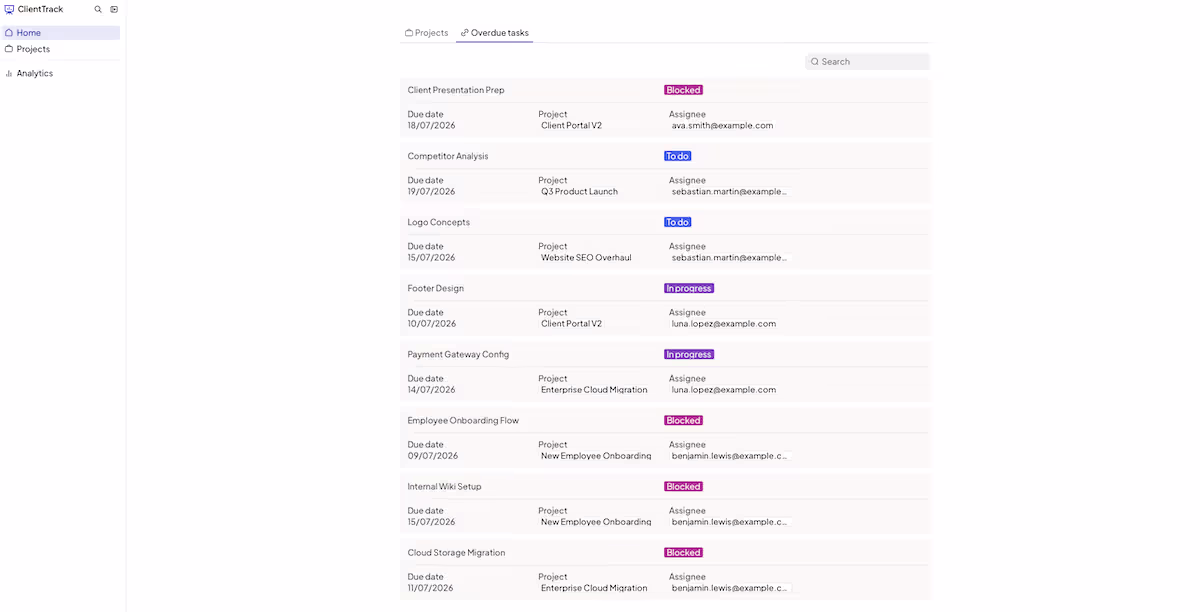 Softr overdue tasks