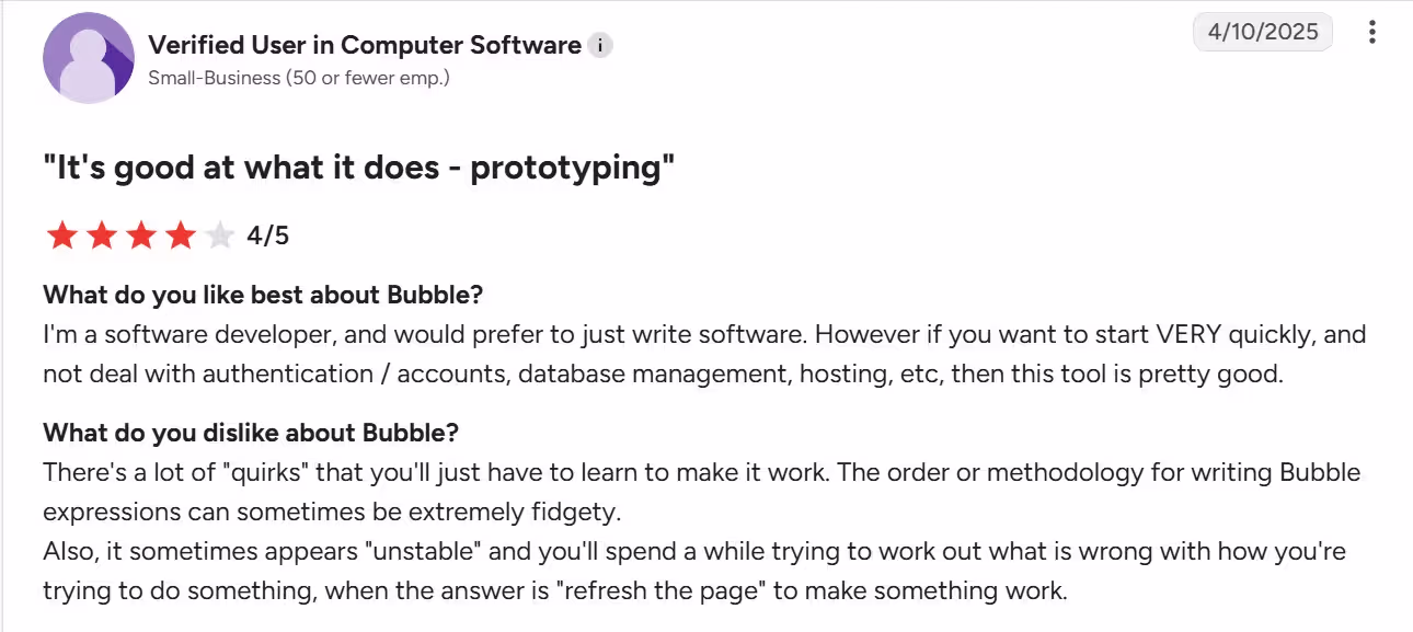 bubble g2 prototyping review