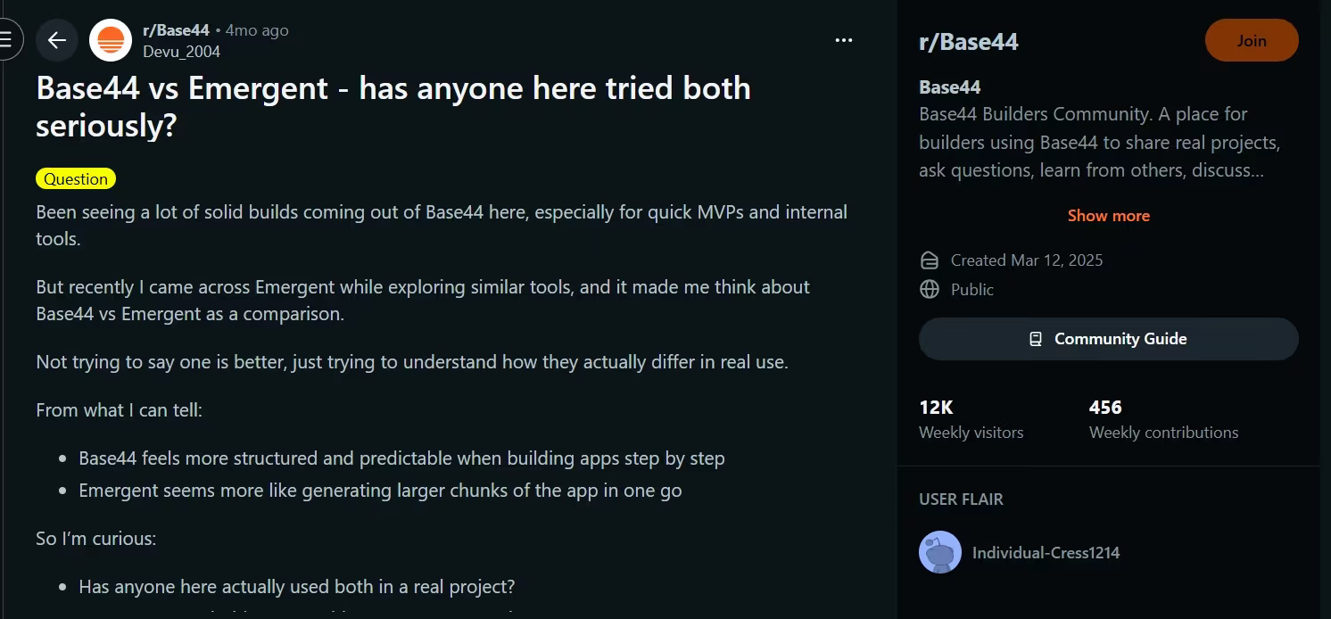base44 vs reddit