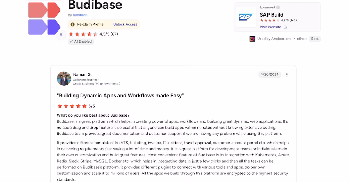 budibase reviews user review on g2