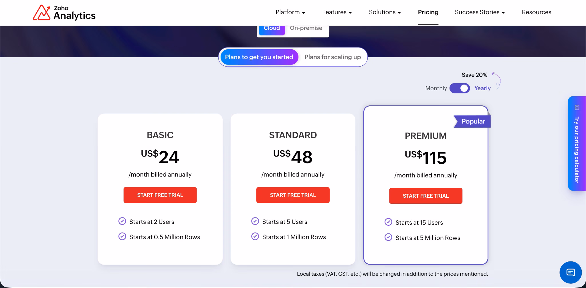 zoho analytics pricing