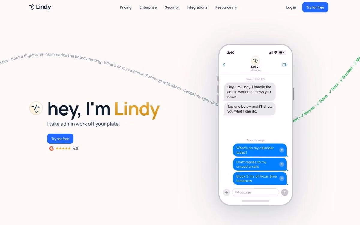 lindy best for an ai assistant that executes