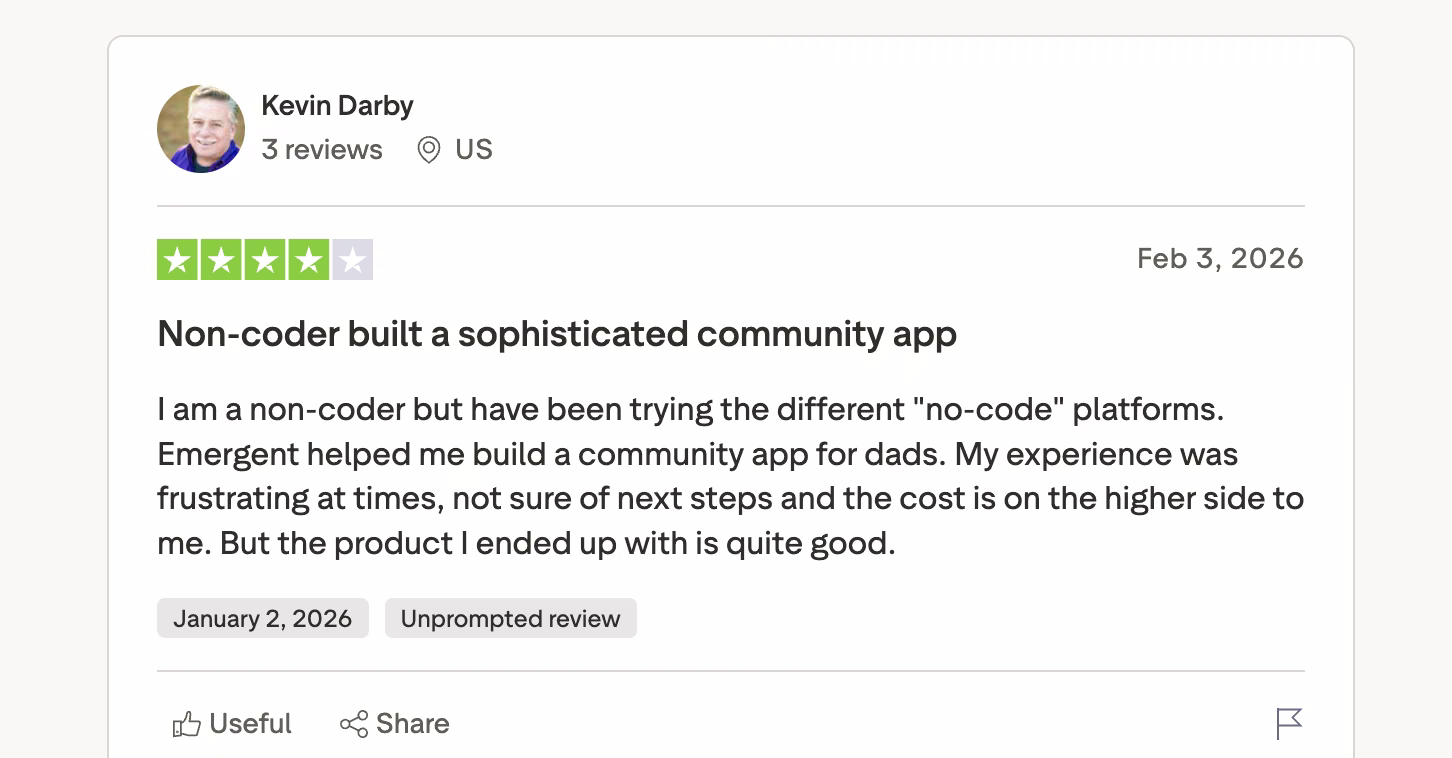 emergent user review kevin